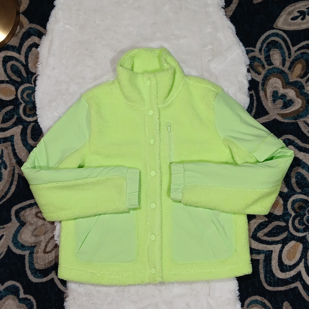 FLX active neon sherpa button up oversize jacket